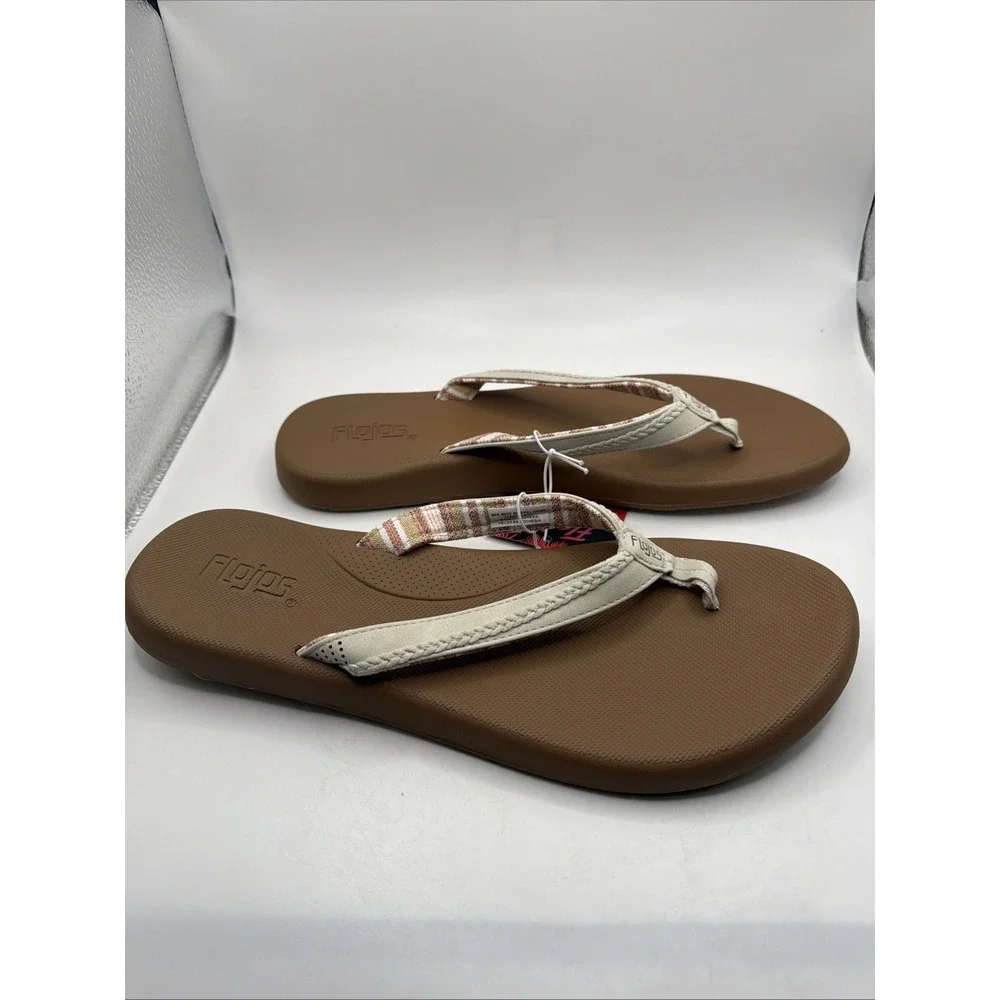 Flojos‎ Women's Just Hanging Out Flip Flops White Size 7. New